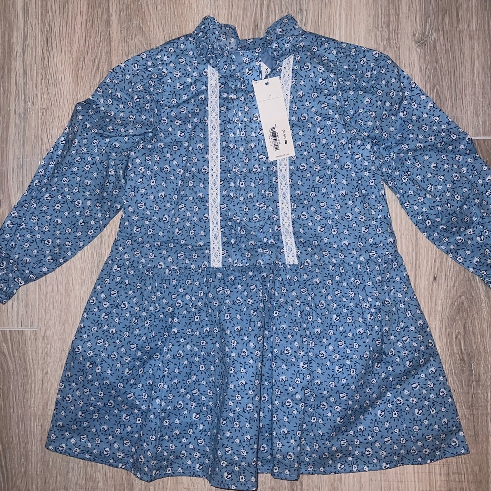 Floral Blue Long Sleeve Dress